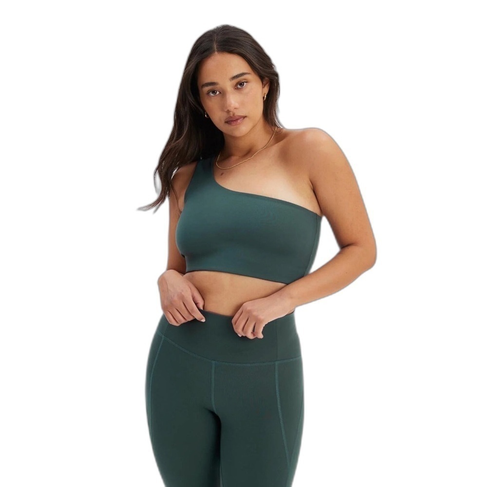 NWT Girlfriend Collective Bianca One Shoulder Bra, Moss, Size M